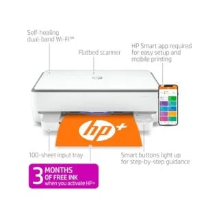 HP Envy 6055e Wireless Color Printer: Ideal for Classroom Use with Printing, Scanning, and Copying Features; Easy Mobile Setup for Education.