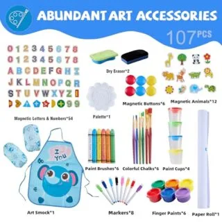 Children's Adjustable Art Easel with Magnetic Chalkboard and Whiteboard for Interactive Math Learning and Creative Playtime Activities