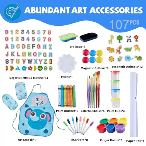 Children's Adjustable Art Easel with Magnetic Chalkboard and Whiteboard for Interactive Math Learning and Creative Playtime Activities