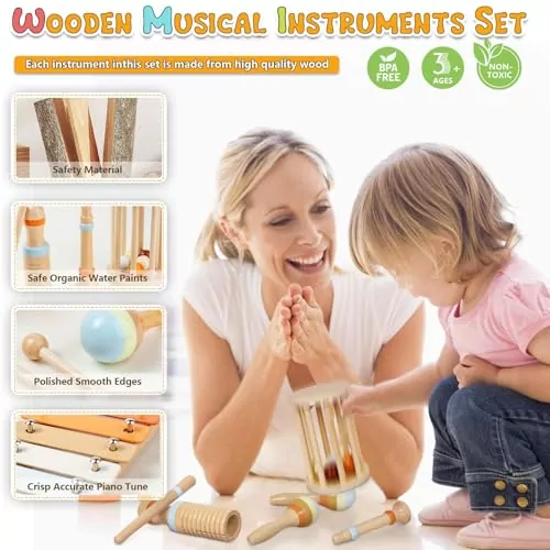 Montessori wooden musical instruments for toddlers enhance early learning and development, promoting sensory skills and creative playtime fun.