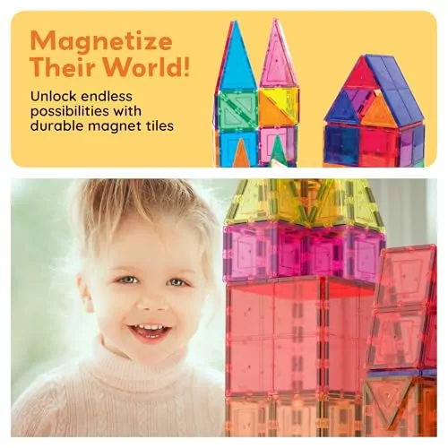 Enhance creativity with a 60-piece magnetic building blocks set designed for toddlers. Ideal STEM and sensory learning toys for early child development.