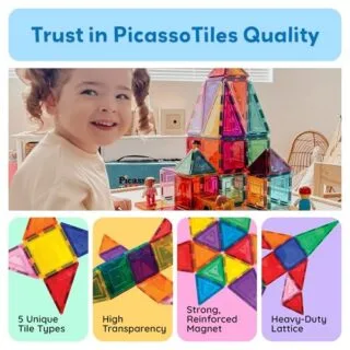 Enhance classroom sensory activities with PicassoTiles Magnetic Blocks, a 60-piece STEM toy set designed for hands-on learning fun for toddlers.