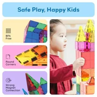 Enhance your toddler's learning with 60-piece PicassoTiles Magnetic Blocks, ideal STEM sensory toys for educational fun during classroom playtime.