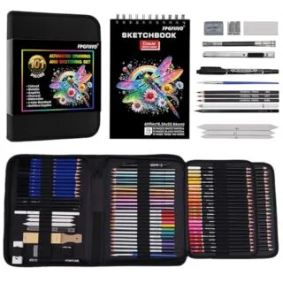 101-Piece Premium Drawing Sketching Art Set with a 3-Color Sketchbook: Ideal for Educators Seeking Comprehensive Art Supplies for Creative Instruction