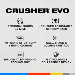 Skullcandy Crusher Evo Wireless Headphones with Sensory Bass and 40-hour battery life, ideal for educators seeking optimized audio performance.