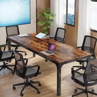 Modern 6.5ft Rectangular Conference Table by Tribesigns, ideal for classroom and seminar use with a sleek, functional design. Perfect for meetings.