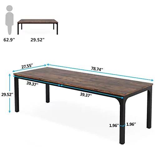 Modern 6.5ft Rectangular Wooden Conference Table Ideal for Classroom and Seminar Settings; Enhance Your Space with a Sleek, Functional Design.