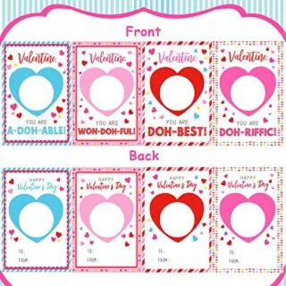 Valentine's Day Playdough Gift Set for Kids: 24 Creative Cards for Classroom Fun and Imaginative Dough Activities