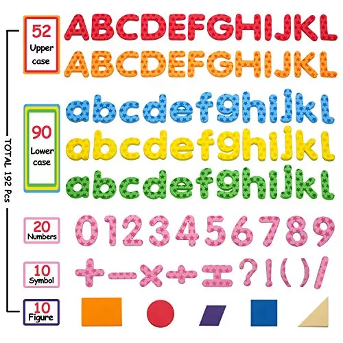 192-Piece Foam Alphabet Magnets Set for Kids Education, Featuring Bright Letters, Numbers, and Symbols for Interactive Learning Fun