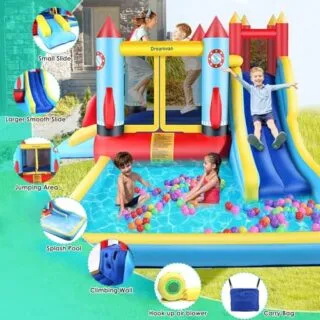 Akeydiy Inflatable 13x12ft Water Slide Bounce House - Ultimate Rocket Blast Playground for Children's Entertainment and Adventure