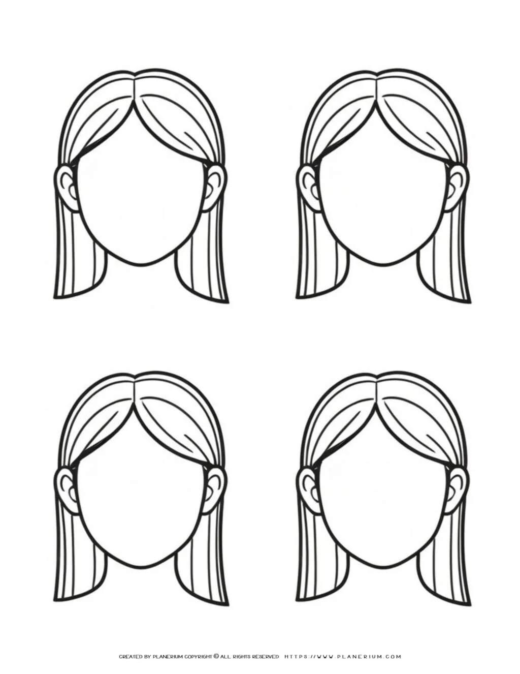 Template for Coloring Long-Haired Girl Faces: A Creative Way to Explore Artistic Expression