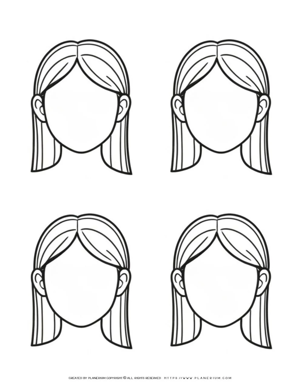 Template for Coloring Long-Haired Girl Faces: A Creative Way to Explore Artistic Expression