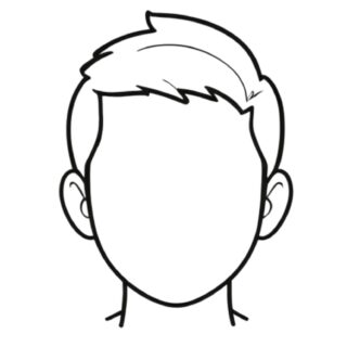 Concept art of a blank male face with short hair, ideal for coloring activities, offers a detailed outline perfect for creative exploration.