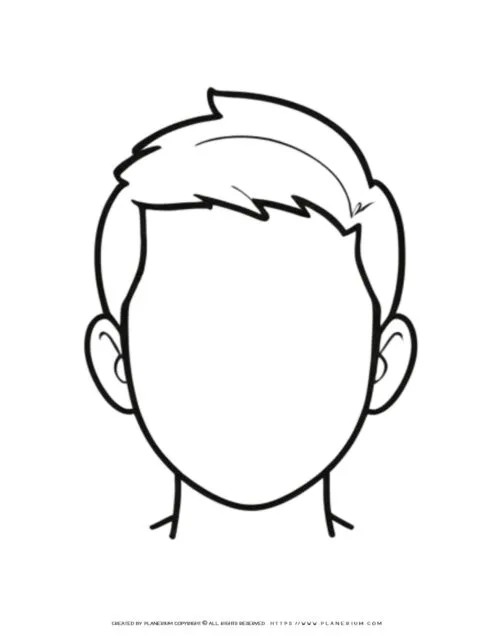 Transformative Concept Art: Blank Man Face with Short Hair for Vibrant Coloring Adventures