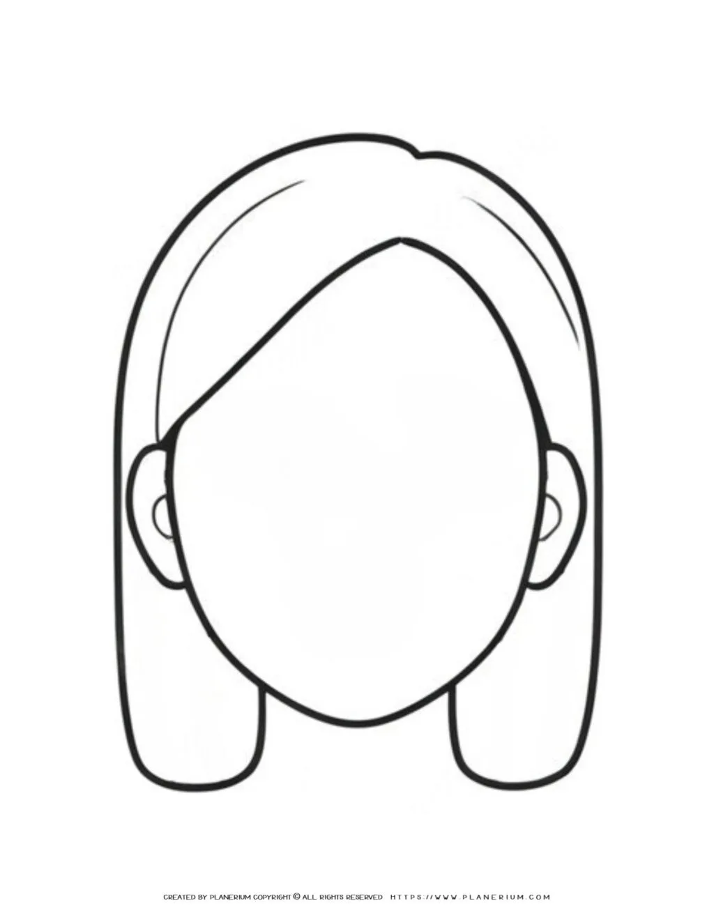 Portrait template featuring a woman's face with short hair, ideal for drawing and coloring enthusiasts seeking creative inspiration and artistic practice.