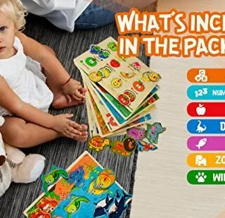 Colorful Wooden Puzzle Set for Toddlers: Engaging Educational Peg Puzzles, 7-Pack for Unique Interactive Learning and Development Skills