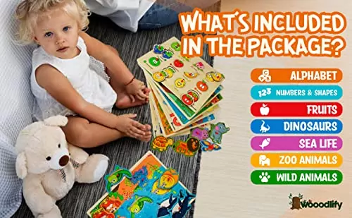 Colorful Wooden Puzzle Set for Toddlers: Engaging Educational Peg Puzzles, 7-Pack for Unique Interactive Learning and Development Skills