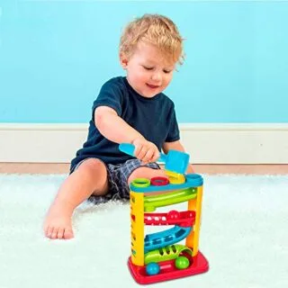 Sturdy Toddler Pound-a-Ball Toy for Early Development and Stacking Fun, Enhancing Motor Skills and Engaging Active Play