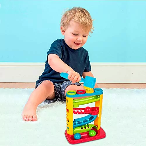 Sturdy Toddler Pound-a-Ball Toy for Early Development and Stacking Fun, Enhancing Motor Skills and Engaging Active Play