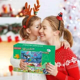 Wooden jigsaw puzzles for kids ages 4-8 offer 48-60 piece sets to enhance learning and fun with a captivating forest adventure theme.