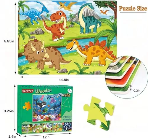 Engaging Jigsaw Puzzles for Kids Ages 4-8 | 48-60 Pieces | Colorful Forest Scene | Enhance Toddler Learning and Development