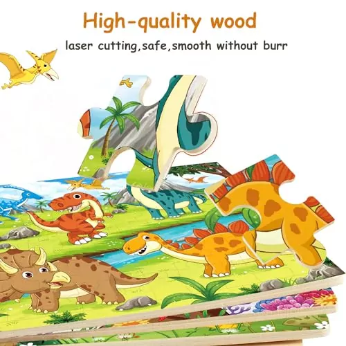 Wooden jigsaw puzzles for kids: 48-60 piece forest theme set designed to enhance toddler learning and provide engaging educational fun.