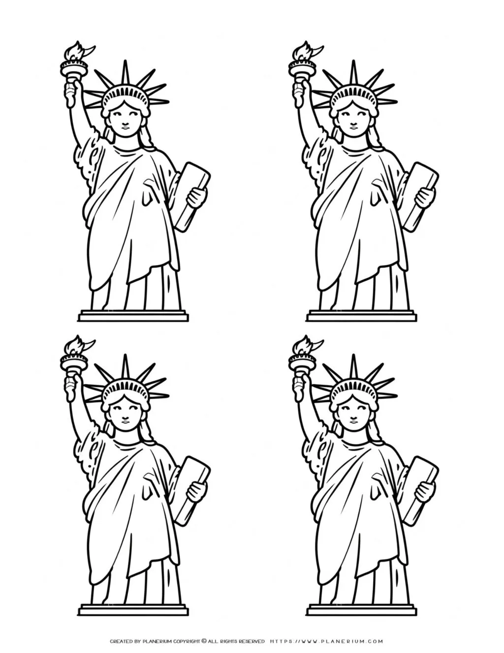 Engaging Statue of Liberty outlines coloring page for kids, combining fun and education; ideal activity fostering creativity and historical awareness.