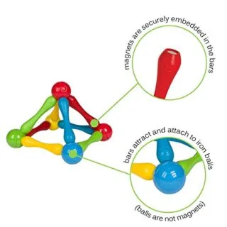 Goobi 20-piece STEM learning building blocks construction set displayed against a bright yellow background, perfect for educational play and development.