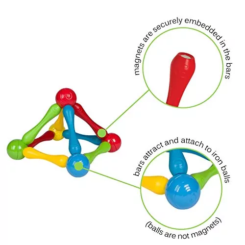 Goobi 20-piece STEM learning building blocks construction set displayed against a bright yellow background, perfect for educational play and development.
