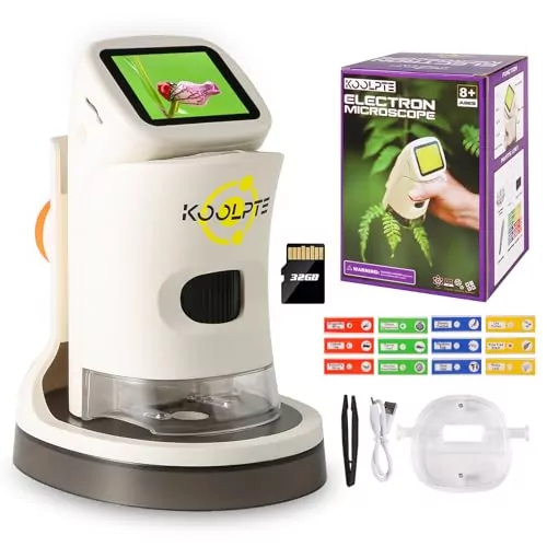 Portable high-definition kids microscope with LCD screen, ideal for ages 8-12, enhancing educational exploration and scientific curiosity.