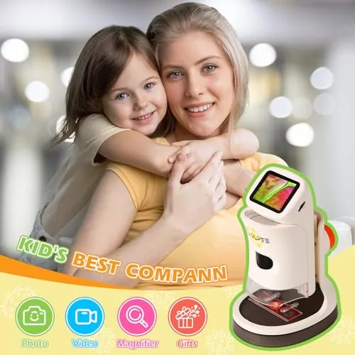 Compact 1000x Kids Microscope with HD LCD for Ages 8-12 - Portable Educational Science Tool for Enhanced Learning and Discovery