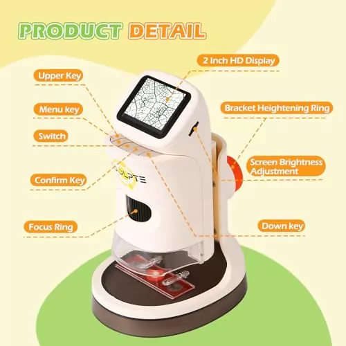 High-Definition LCD Kids Microscope 1000x: Portable Educational Science Kit for Children Aged 8-12, Perfect for Young Scientists and Learning at Home