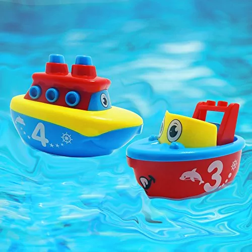 Magnetic boat bath toys set for toddlers offers a fun learning experience. Encourages imaginative play and motor skills during bath time fun.