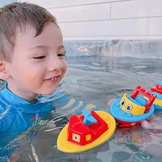 Magnetic boat bath toys set designed for toddlers and preschoolers, promoting fun, educational playtime during baths with colorful, interlocking pieces.