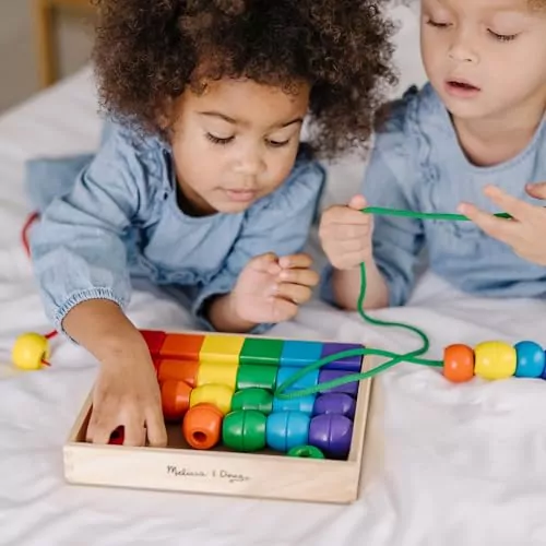 Vibrant Wooden Beads by Melissa & Doug for Toddler Learning and Play. Enhance Fine Motor Skills and Creativity with Safe, Durable Educational Toys.
