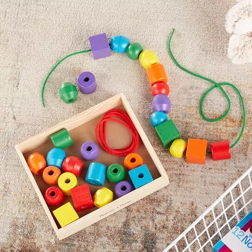 Vibrant wooden lacing beads set for toddlers enhances learning, fine motor skills, and engagement through interactive play and educational activities.