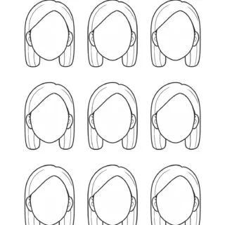 Creative artwork featuring nine blank female face templates, perfect for drawing, sketching, and coloring enthusiasts seeking inspiration and practice.