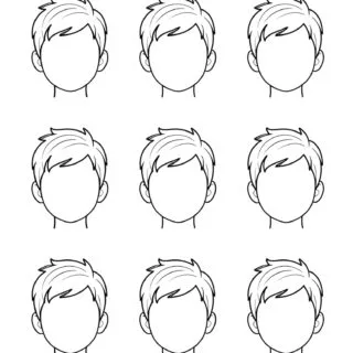 Illustration of a young boy's face created during a children's art activity, serving as a helpful coloring guide for young artists.