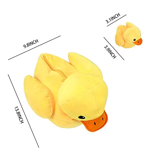 Plush Yellow Duck Playset: 5-Piece Educational Toy for Kids with Zipper Pocket for Engaging Playtime and Skill Development.