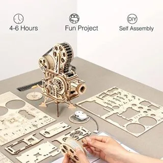 ROKR 3D Wooden Vitascope Model: A Steampunk-Inspired Educational Building Kit for Adults, Perfect for Enhancing Creativity and Mechanical Skills.