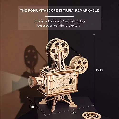 Assemble this 3D wooden vitascope puzzle model for adults. Enhance your crafting skills with this educational mechanical toy assembly experience.