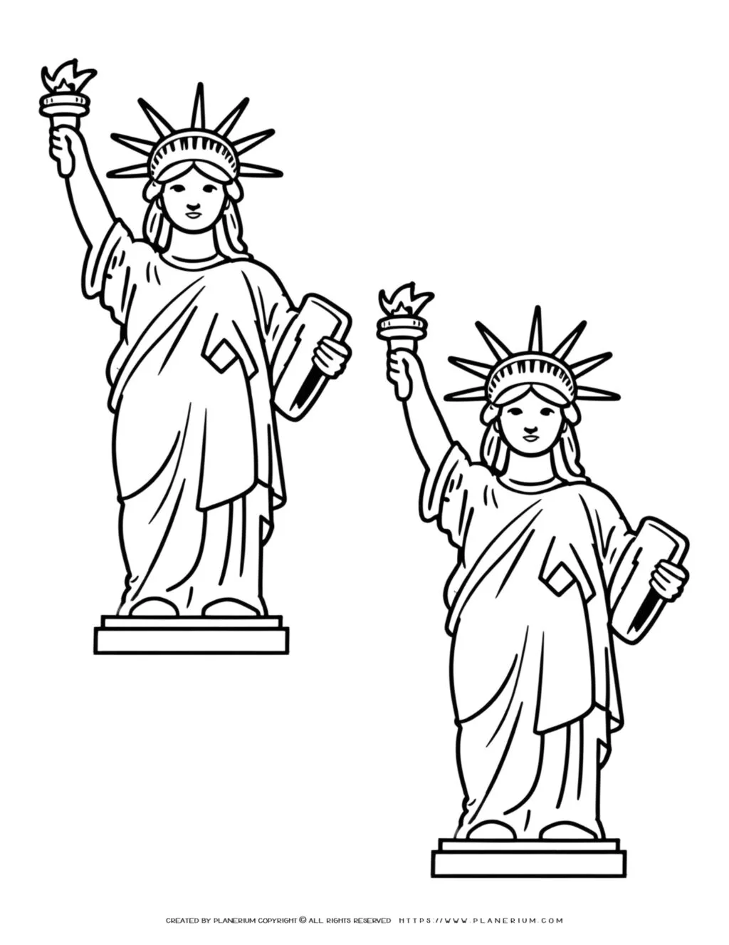Outline Coloring Pages featuring the Statue of Liberty's silhouette, providing creative inspiration for educational and artistic projects.