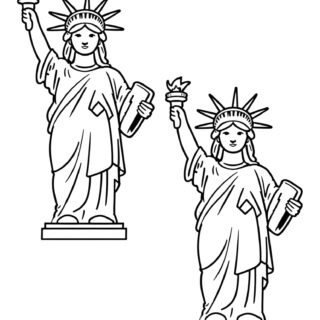 Outline Coloring Pages featuring the Statue of Liberty's silhouette, providing creative inspiration for educational and artistic projects.