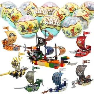 Educational Toy Set: 12 PCS Colorful Pirate Ship Easter Egg Building Blocks for Enhanced Learning and Creative Play