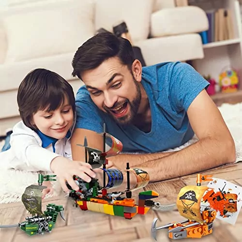 Educational Pirate Ship Play Set - 12-Piece Easter Egg Surprise Blocks for Kids - Fun Learning and Play Gift