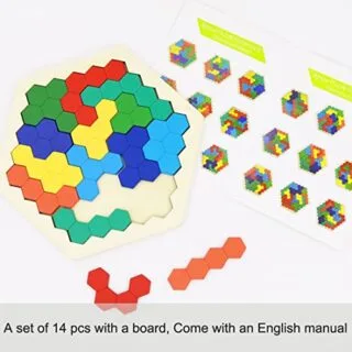 Hexagon Wooden Puzzle Blocks 2-Pack for Kids and Adults: Enhance cognitive skills with challenging and engaging playtime mind games.