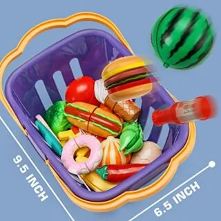 Vibrant 42-piece play food set enhances children's imaginative kitchen play, encouraging creativity and learning through vibrant pretend cooking activities.