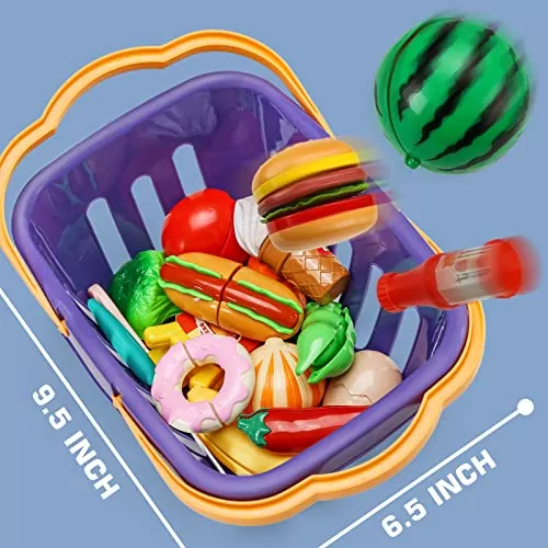 Vibrant 42-piece play food set enhances children's imaginative kitchen play, encouraging creativity and learning through vibrant pretend cooking activities.
