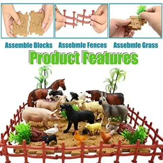 Realistic Farm Animal Playset: Enhance kids' learning with this 53-piece educational toy, designed for an immersive farm-themed experience. Perfect for young animal enthusiasts.