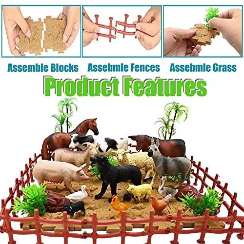 Realistic Farm Animal Playset: Enhance kids' learning with this 53-piece educational toy, designed for an immersive farm-themed experience. Perfect for young animal enthusiasts.